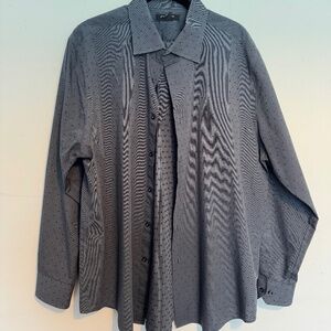 Vintage Structure Off-Black Button Down with Pimento Pattern Long Sleeve